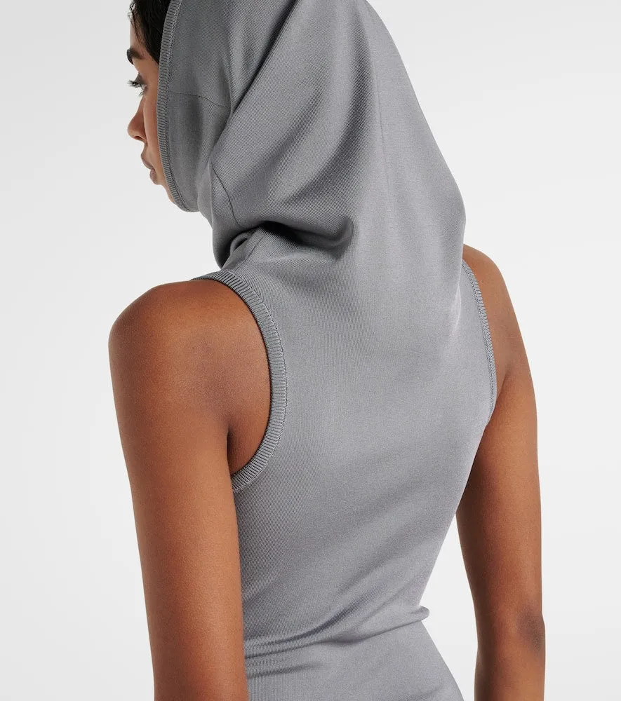 Alaia Hooded jersey midi dress