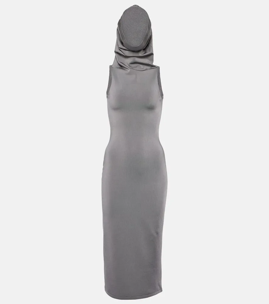 Alaia Hooded jersey midi dress