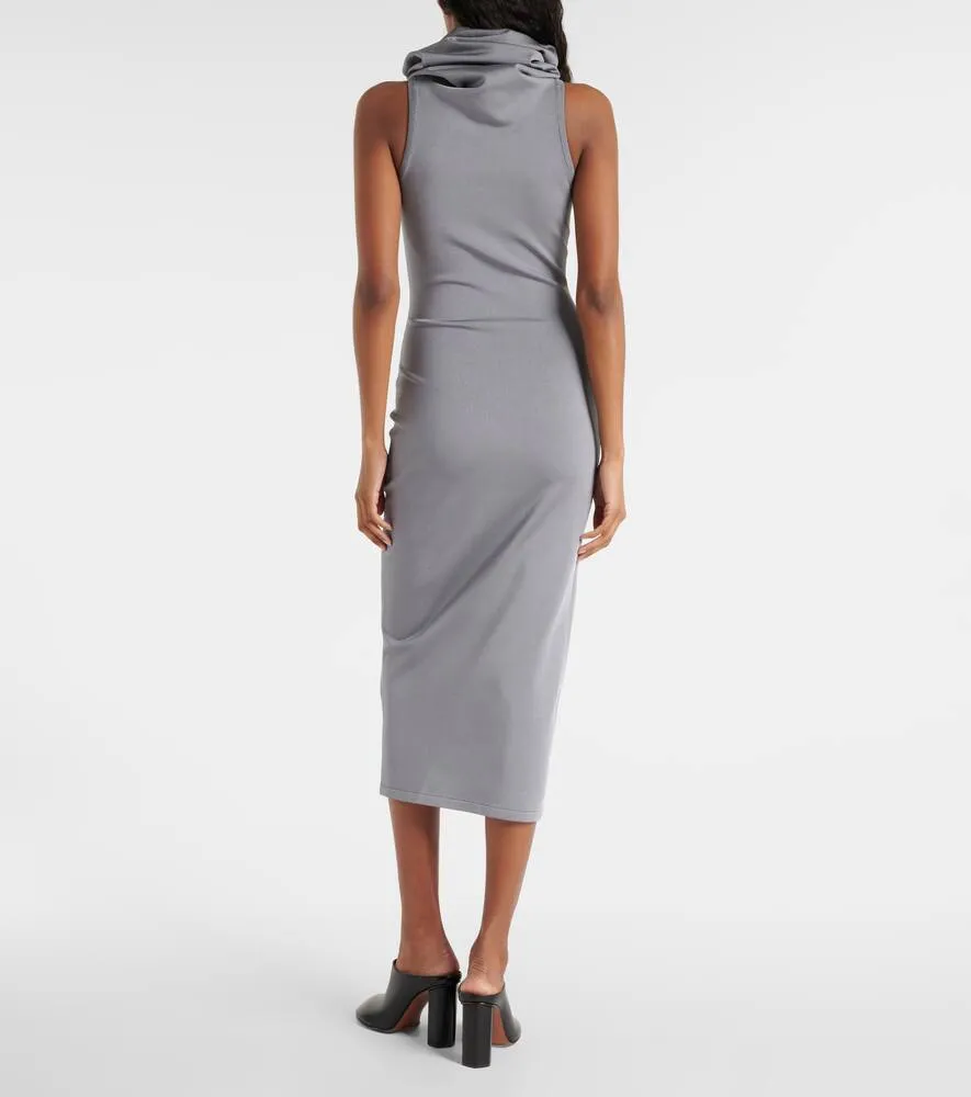 Alaia Hooded jersey midi dress
