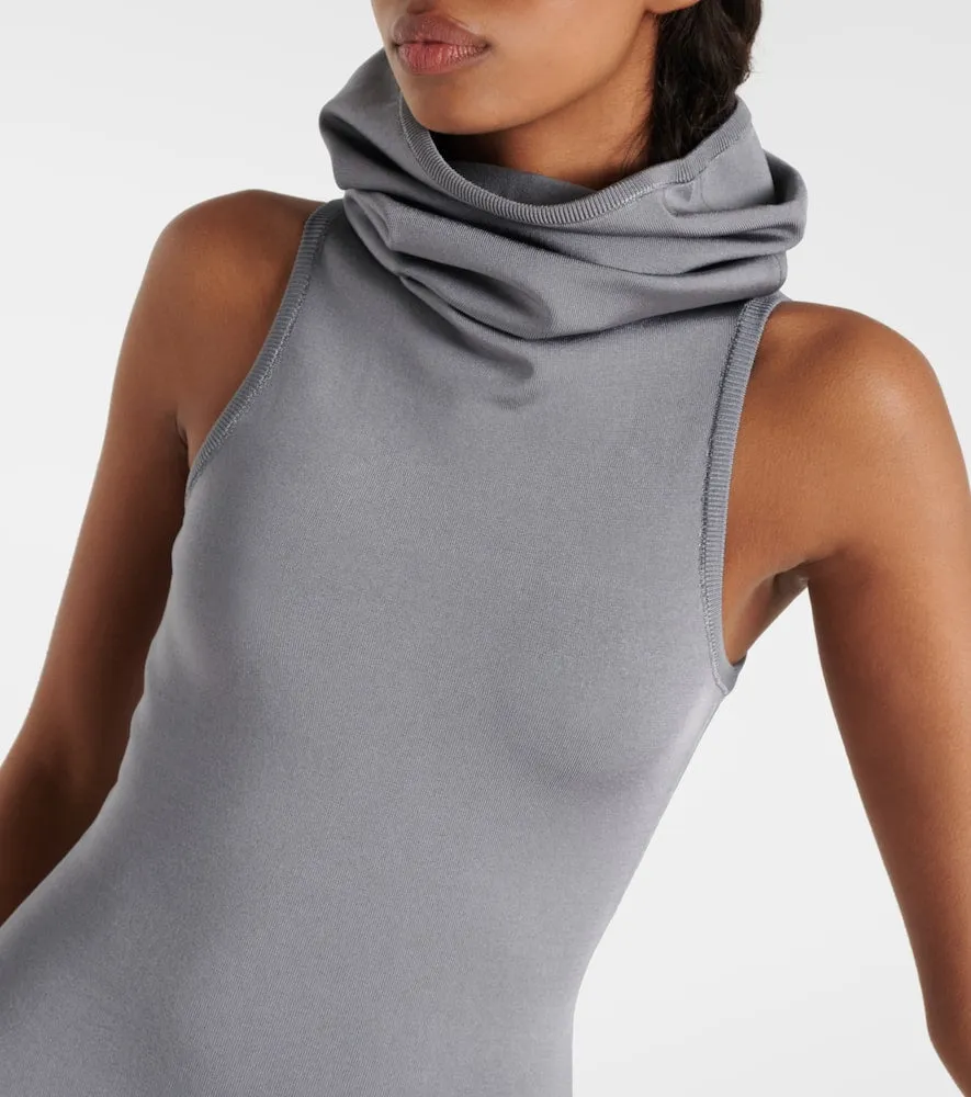 Alaia Hooded jersey midi dress