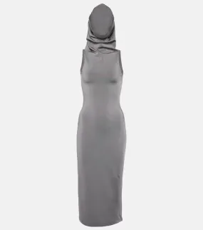 Alaia Hooded jersey midi dress