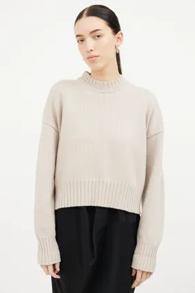 Beige Knit Cropped Sweater