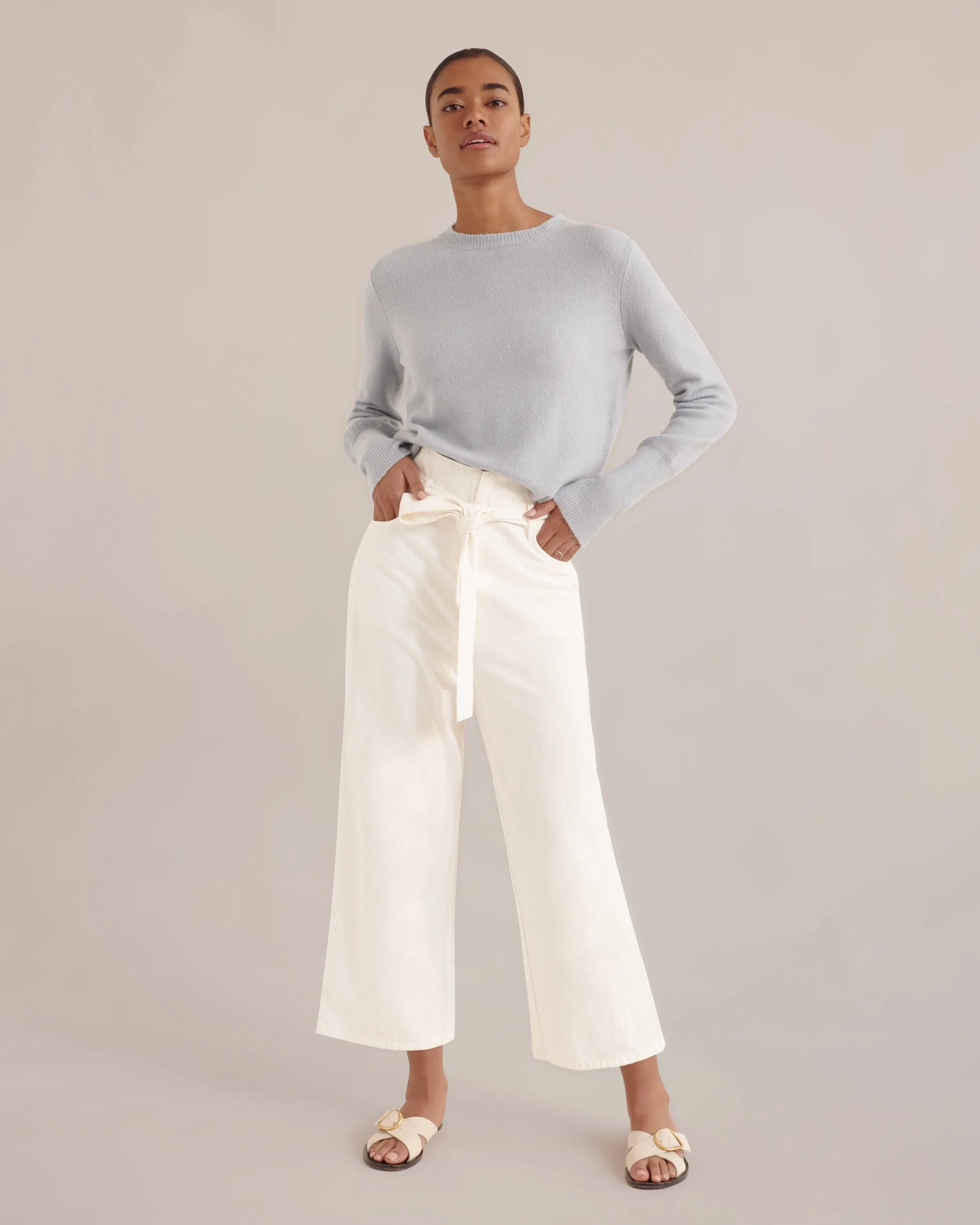 Belinda Ribbed-Sleeve Sweater