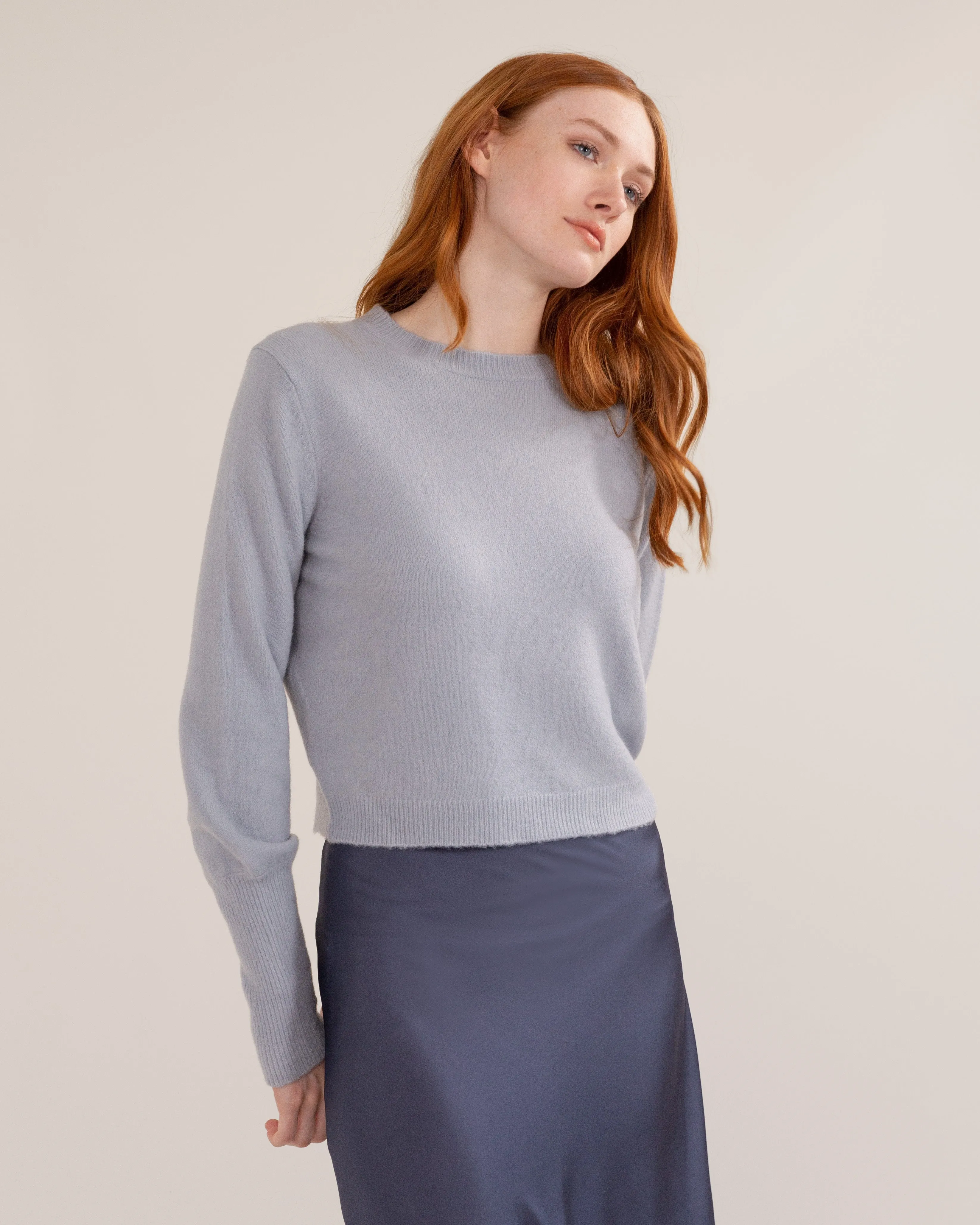 Belinda Ribbed-Sleeve Sweater