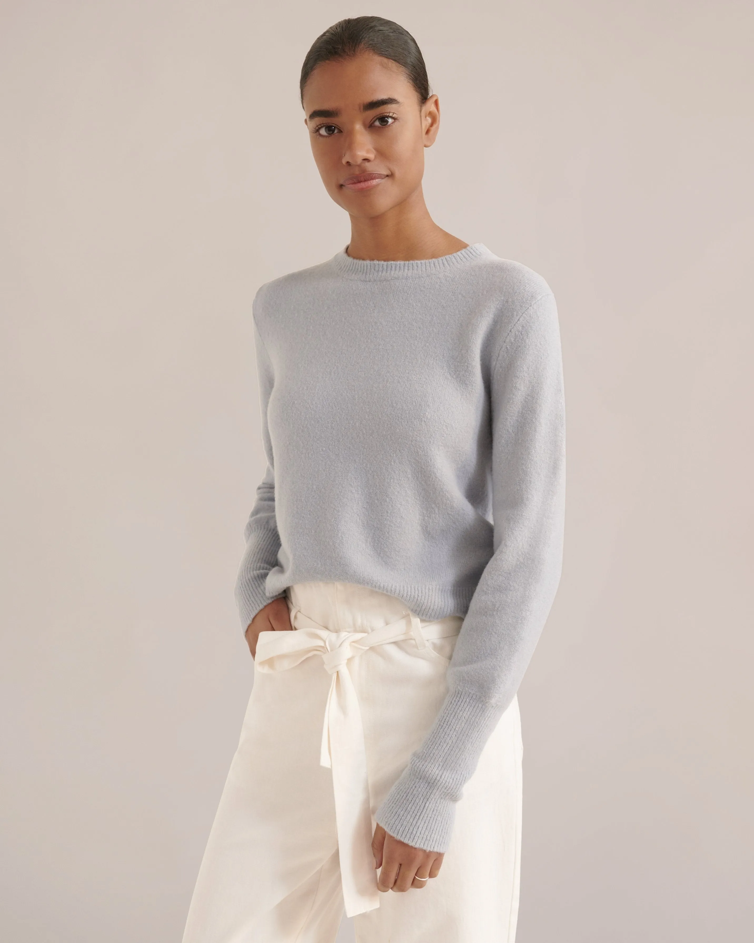 Belinda Ribbed-Sleeve Sweater