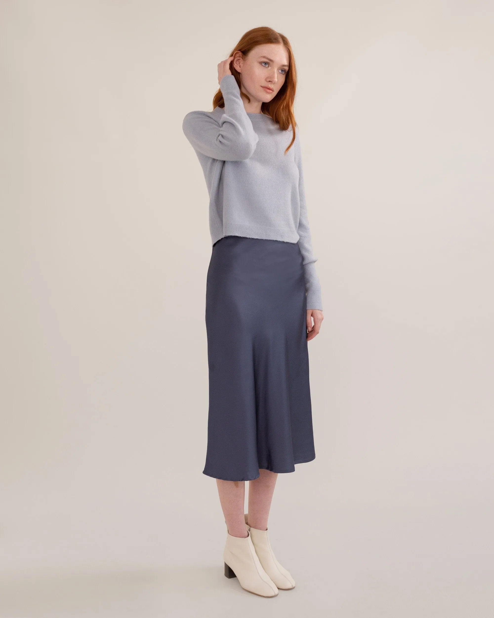 Belinda Ribbed-Sleeve Sweater