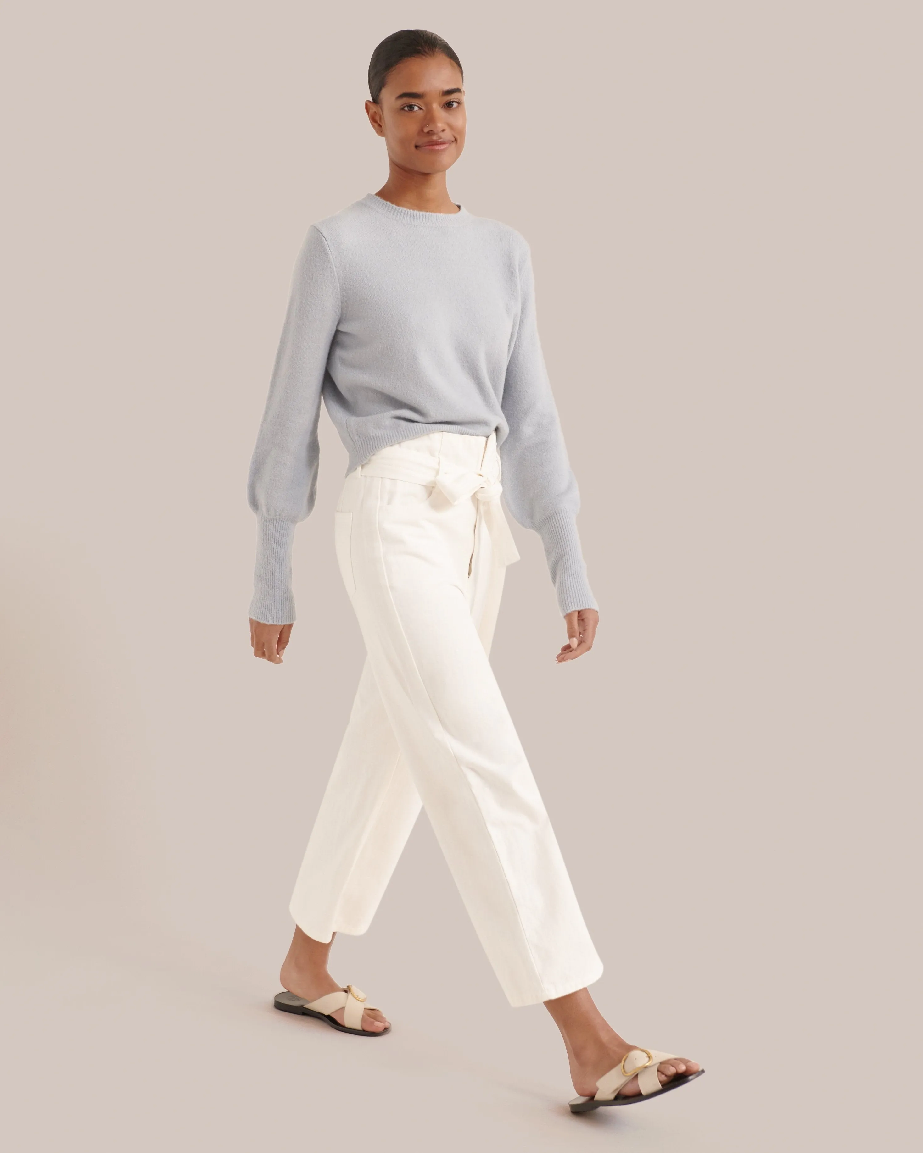 Belinda Ribbed-Sleeve Sweater