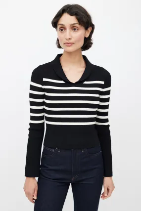 Black & White Striped Cropped Sweater