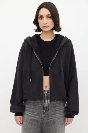 Black Balloon Zip Up Cropped Hoodie