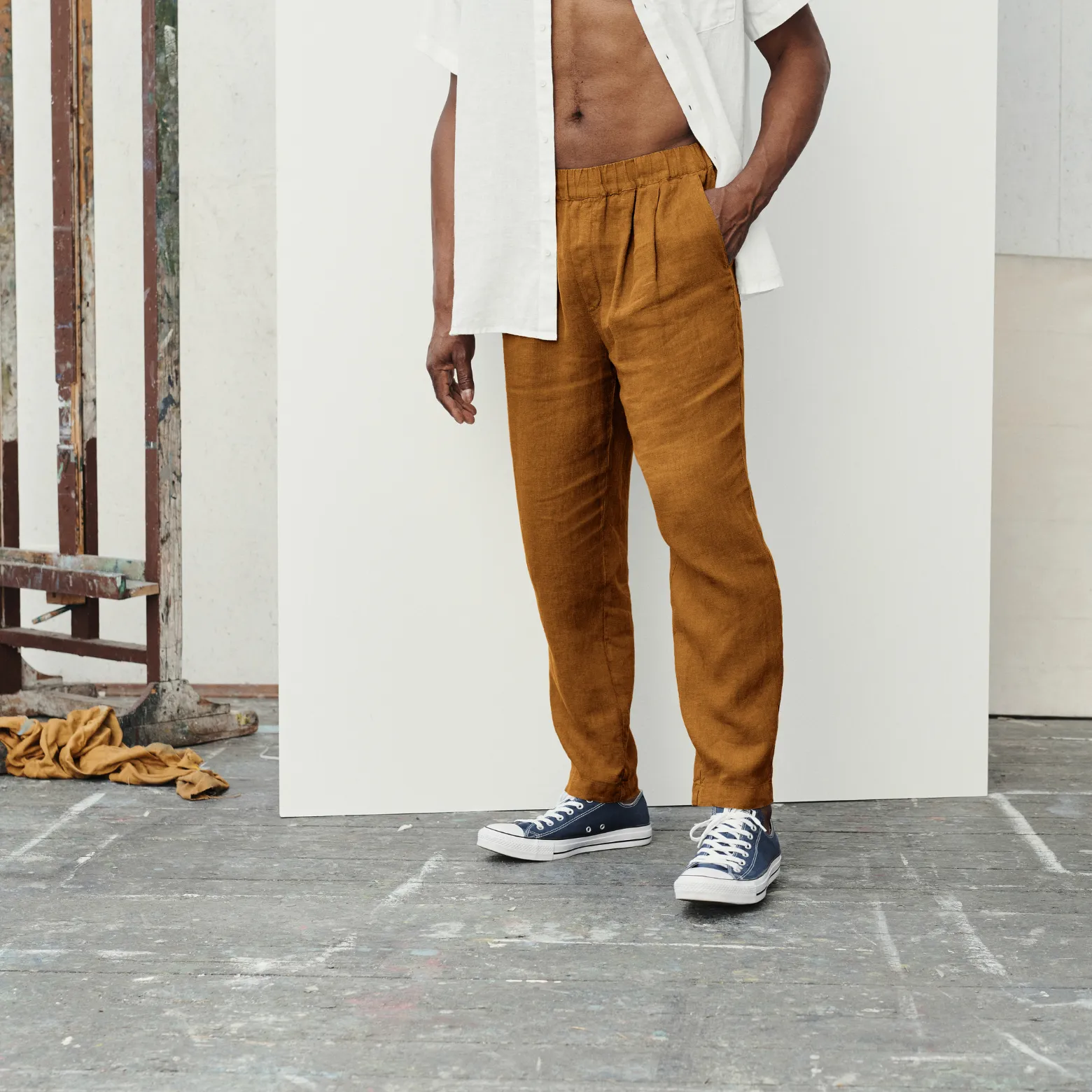 Bronze Linen Acorn Trousers