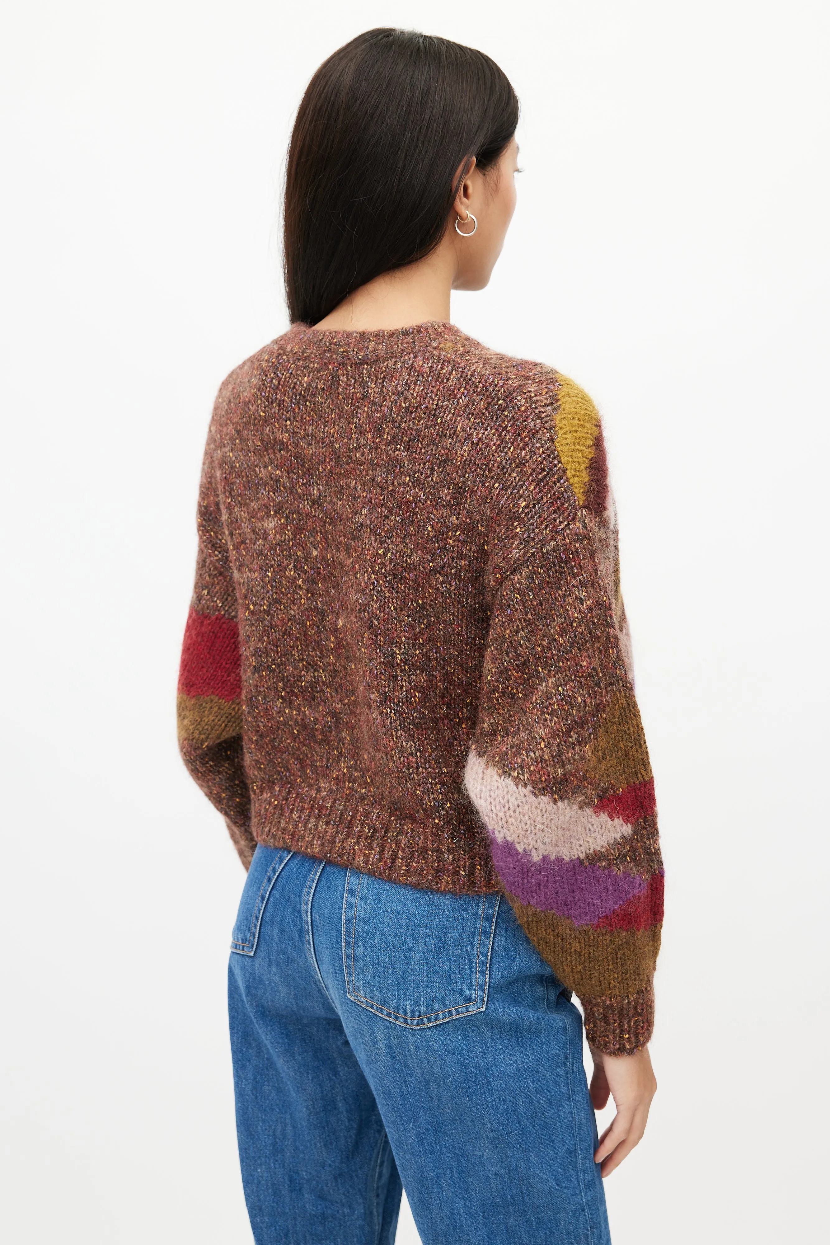 Brown & Multi Knit Cropped Sweater