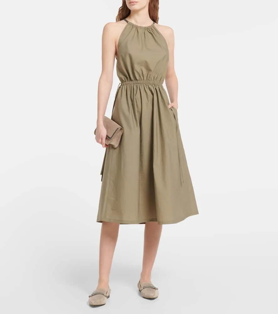 Brunello Cucinelli Halterneck cotton-blend midi dress