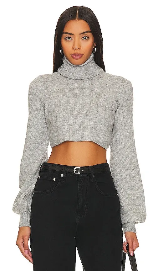 Camila Coelho Cesare Cropped Sweater in Grey