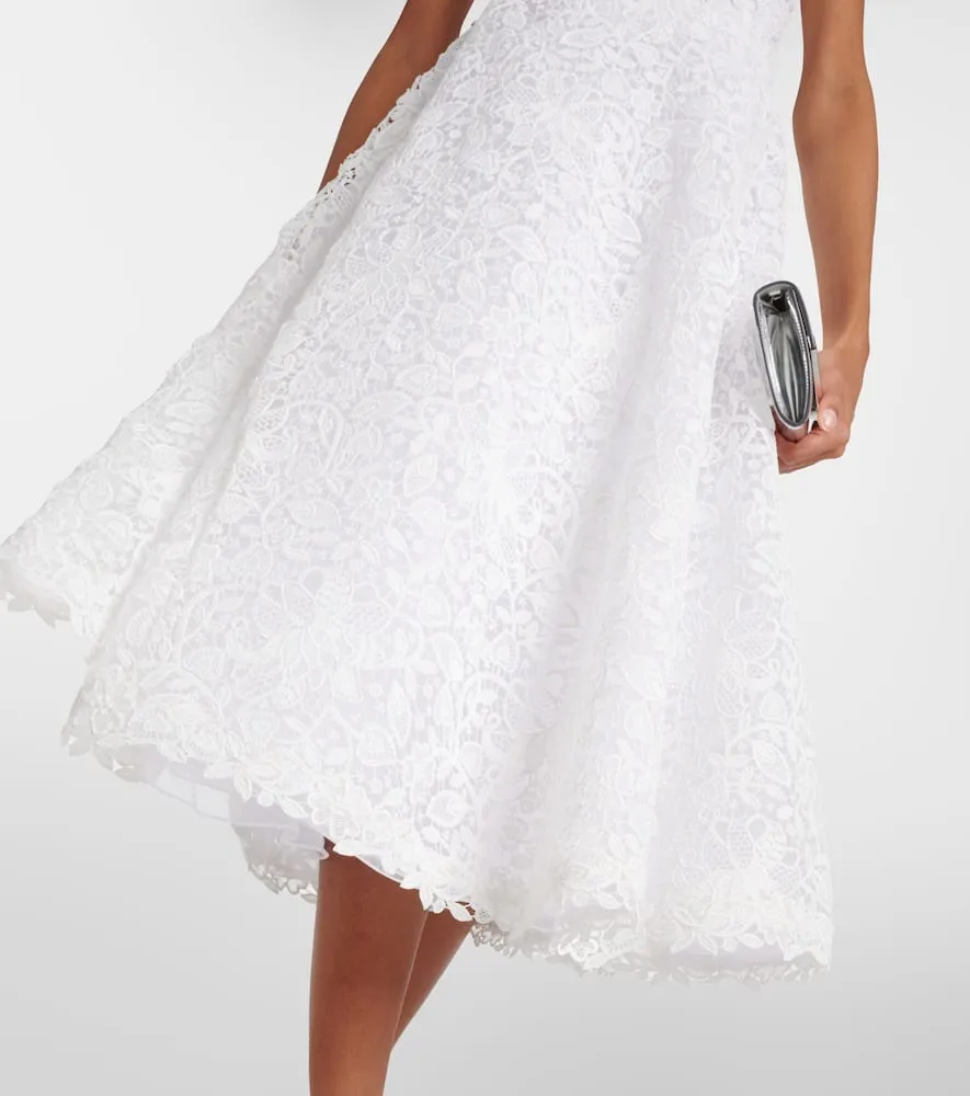 Carolina Herrera Strapless floral lace midi dress