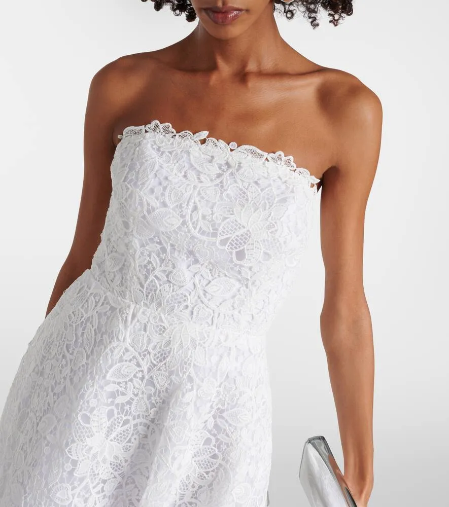 Carolina Herrera Strapless floral lace midi dress