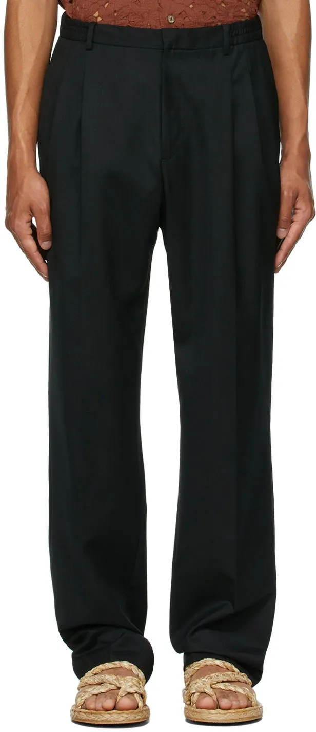 CMMN SWDN Black Wool Jez Pleated Trousers