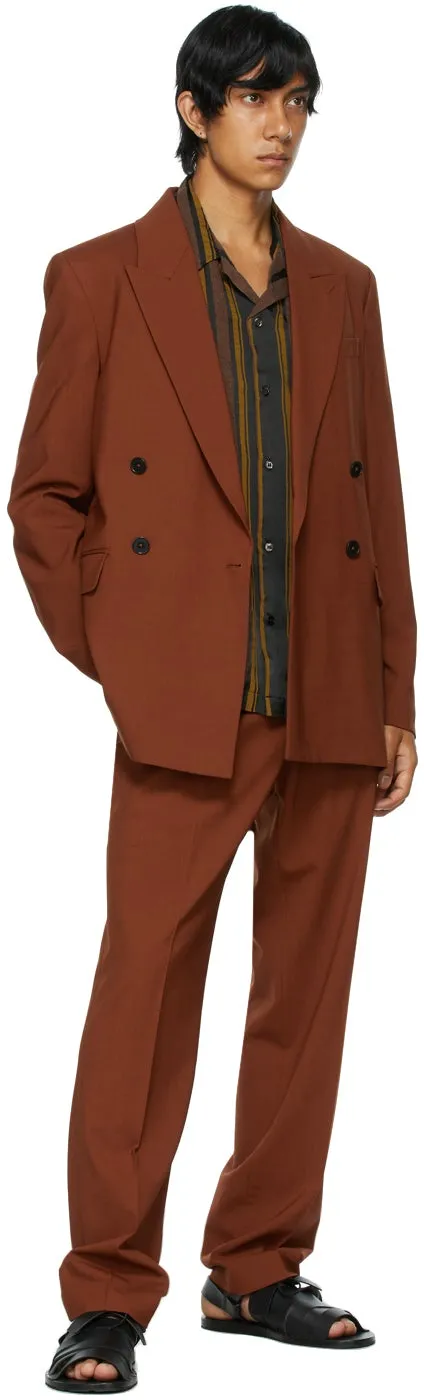 CMMN SWDN Orange Wool Jez Pleated Trousers