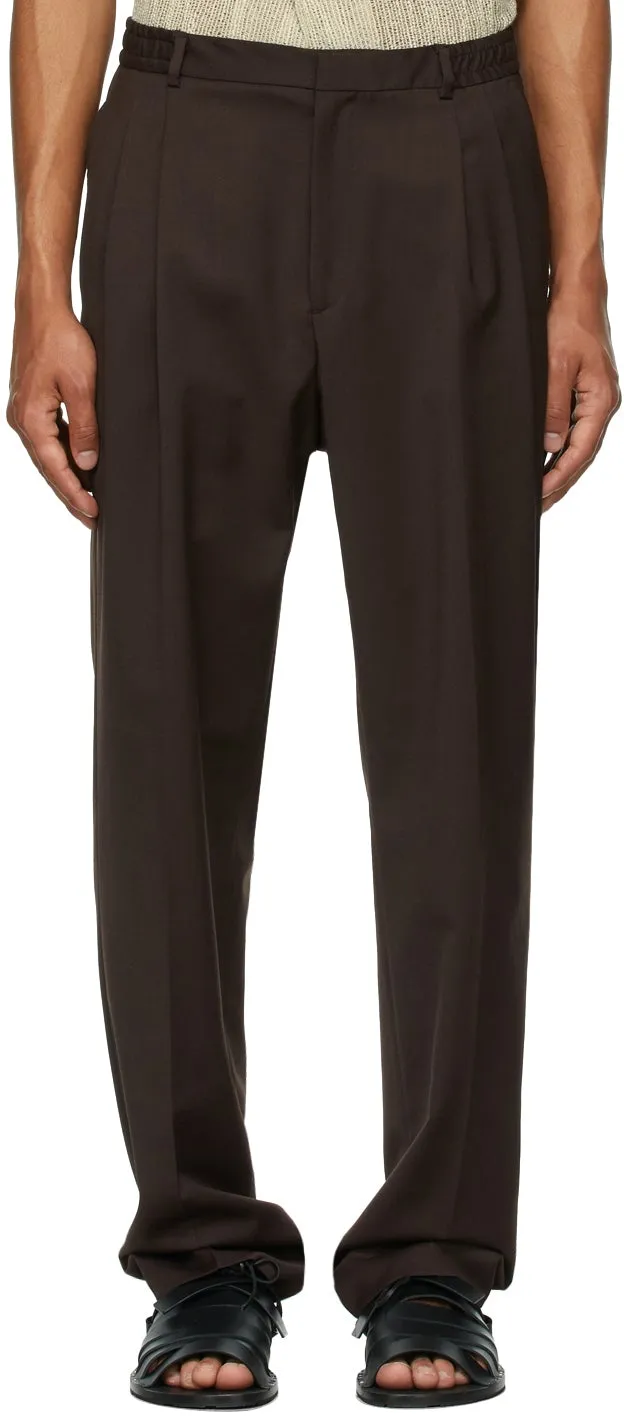 CMMN SWDN SSENSE Exclusive Brown Wool Jez Pleated Trousers
