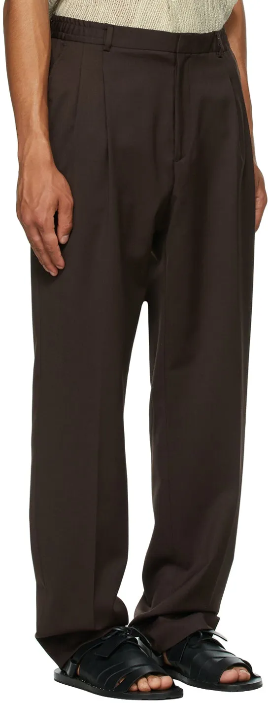 CMMN SWDN SSENSE Exclusive Brown Wool Jez Pleated Trousers