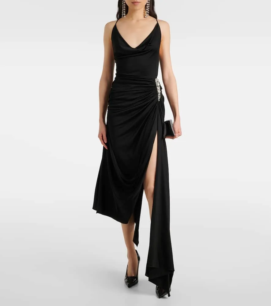 David Koma Asymmetric crystal-embellished gown