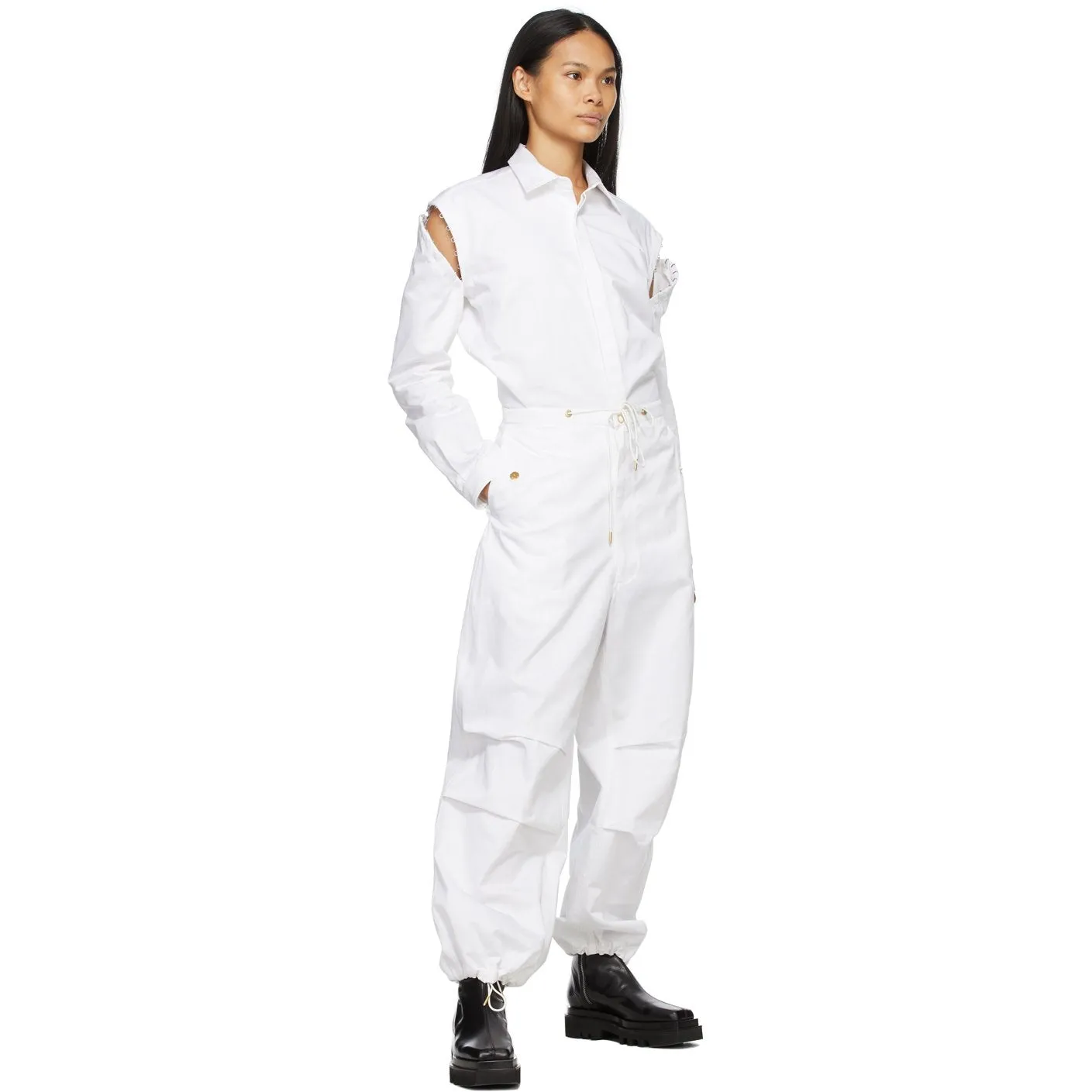 Dion Lee White Cotton Parachute Trousers