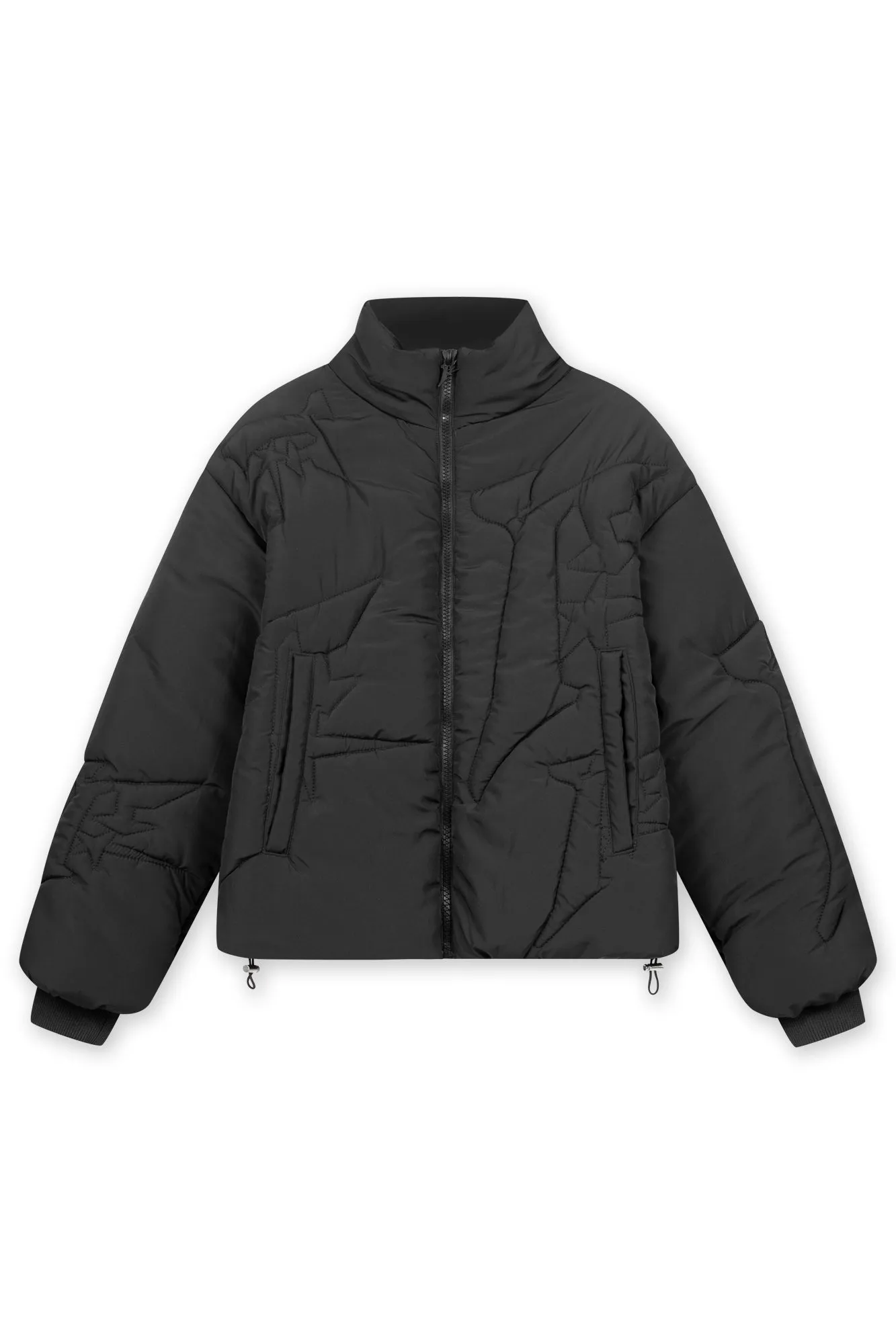 EMBROIDERY BLACK PUFFER JACKET