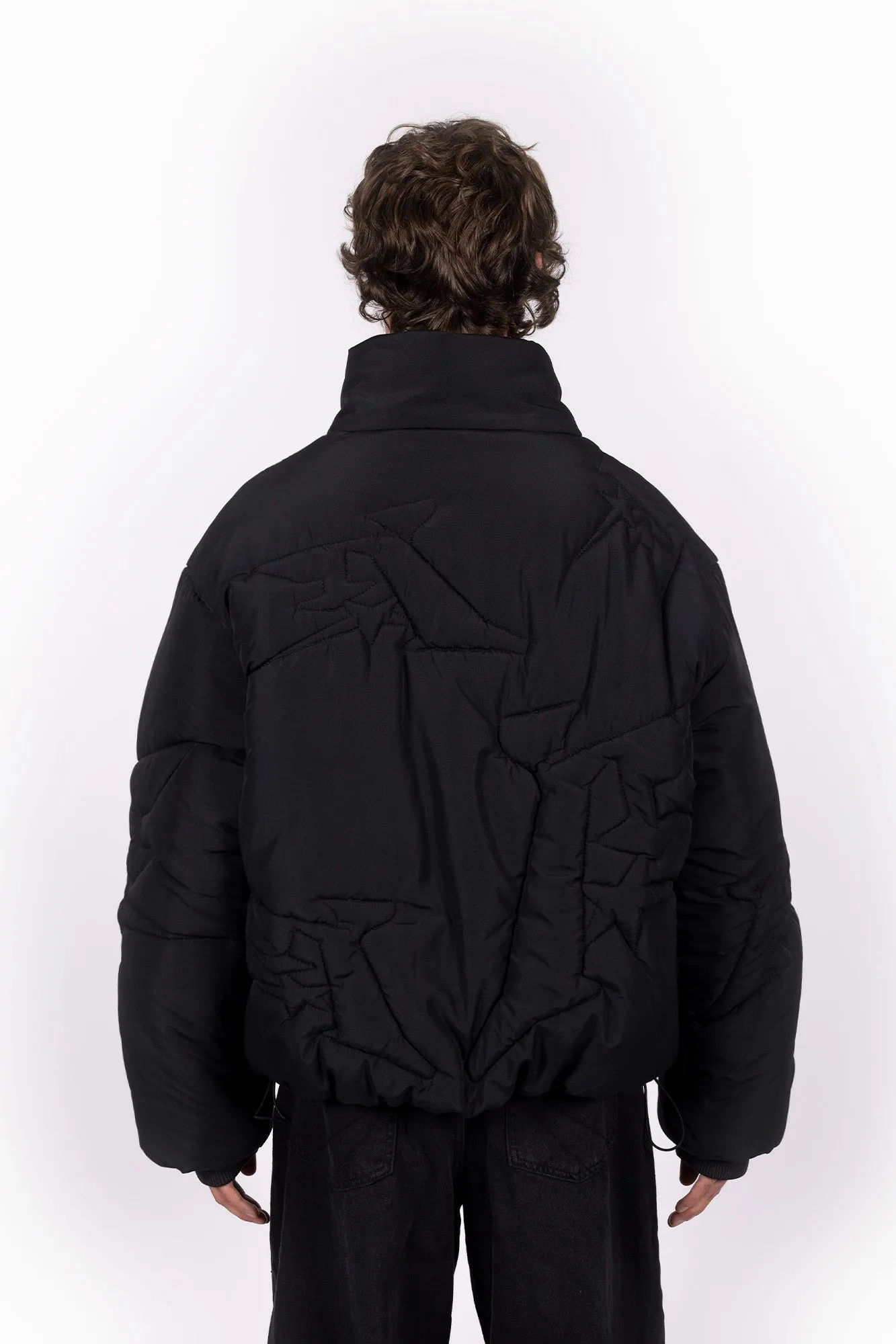 EMBROIDERY BLACK PUFFER JACKET