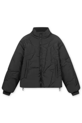 EMBROIDERY BLACK PUFFER JACKET