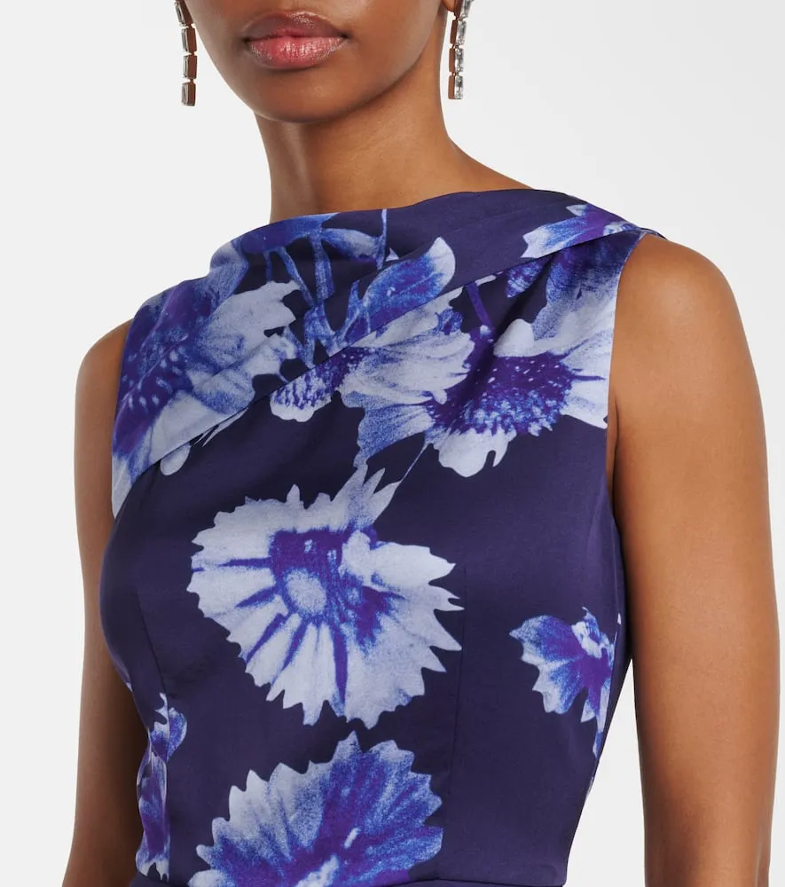 Erdem Draped floral cocktail dress