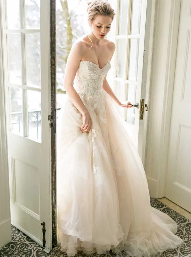 Fairytale Tulle Wedding Dresses,Strapless Bridal Dress,WD00332