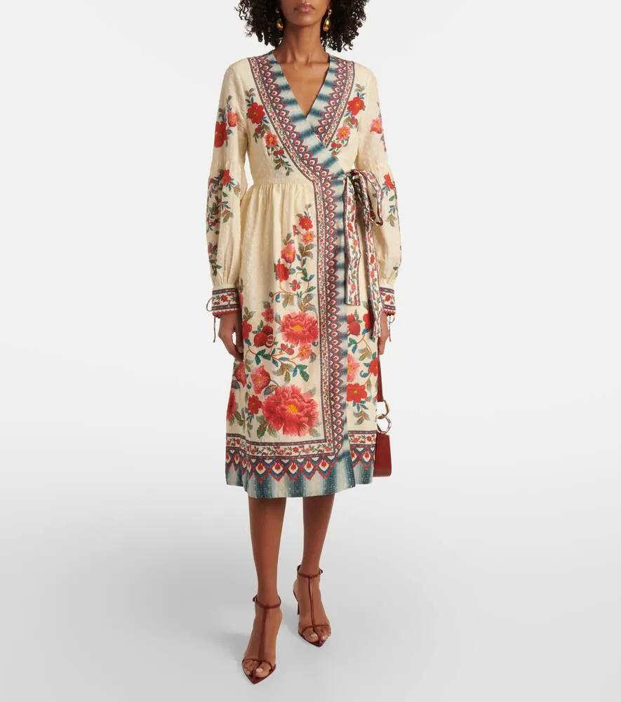 Farm Rio Mosaic Garden cotton midi dress