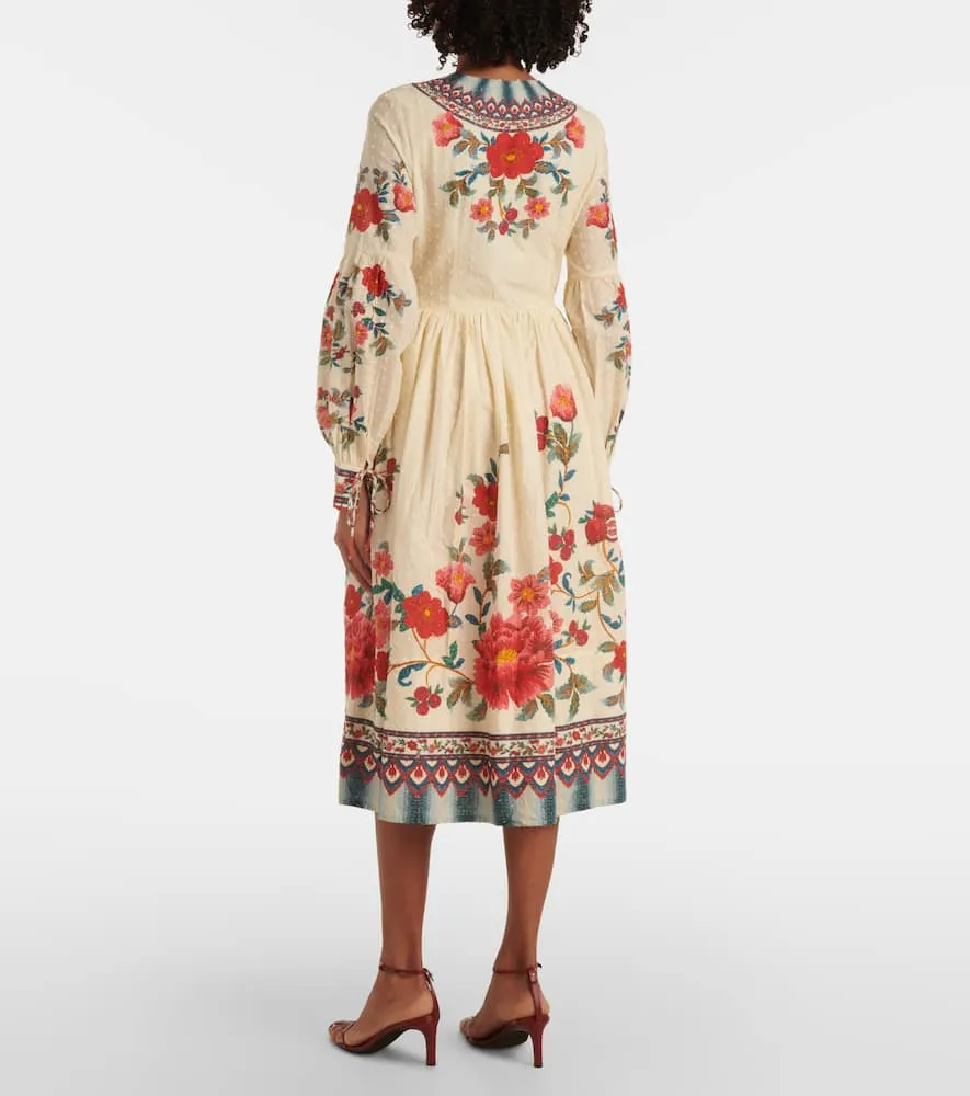 Farm Rio Mosaic Garden cotton midi dress