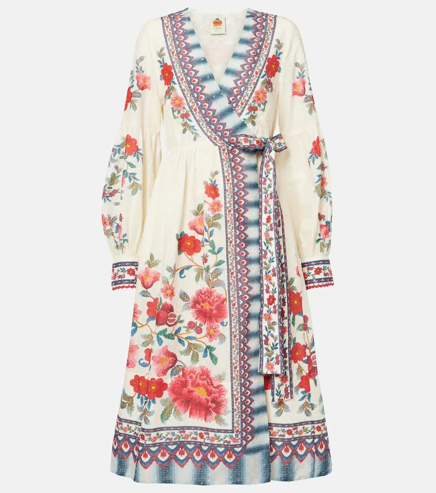 Farm Rio Mosaic Garden cotton midi dress