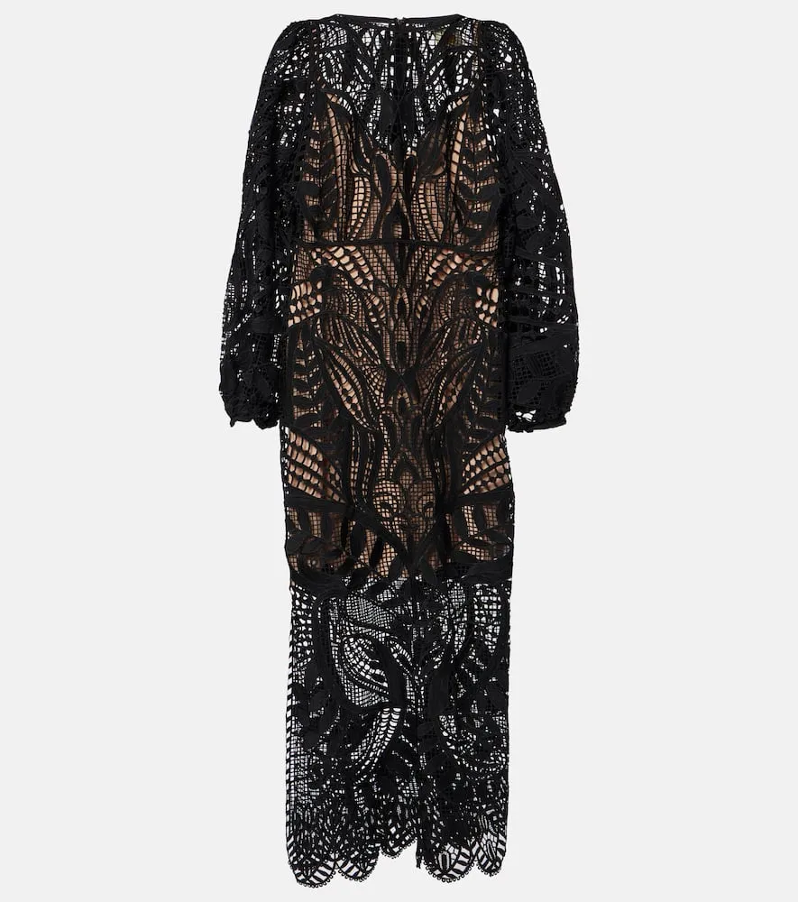 Farm Rio Nature guipure lace maxi dress