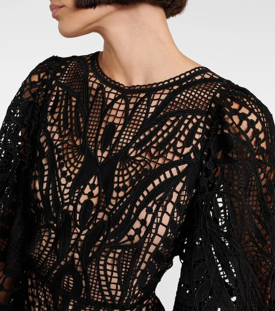 Farm Rio Nature guipure lace maxi dress