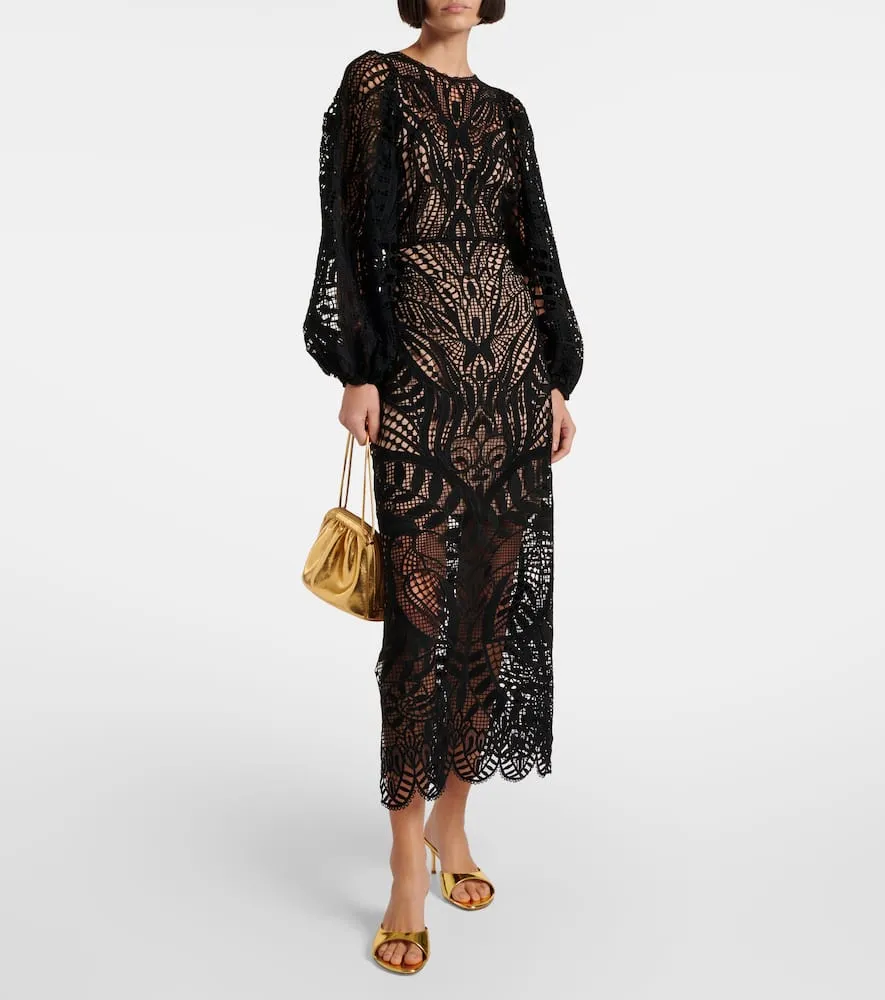 Farm Rio Nature guipure lace maxi dress