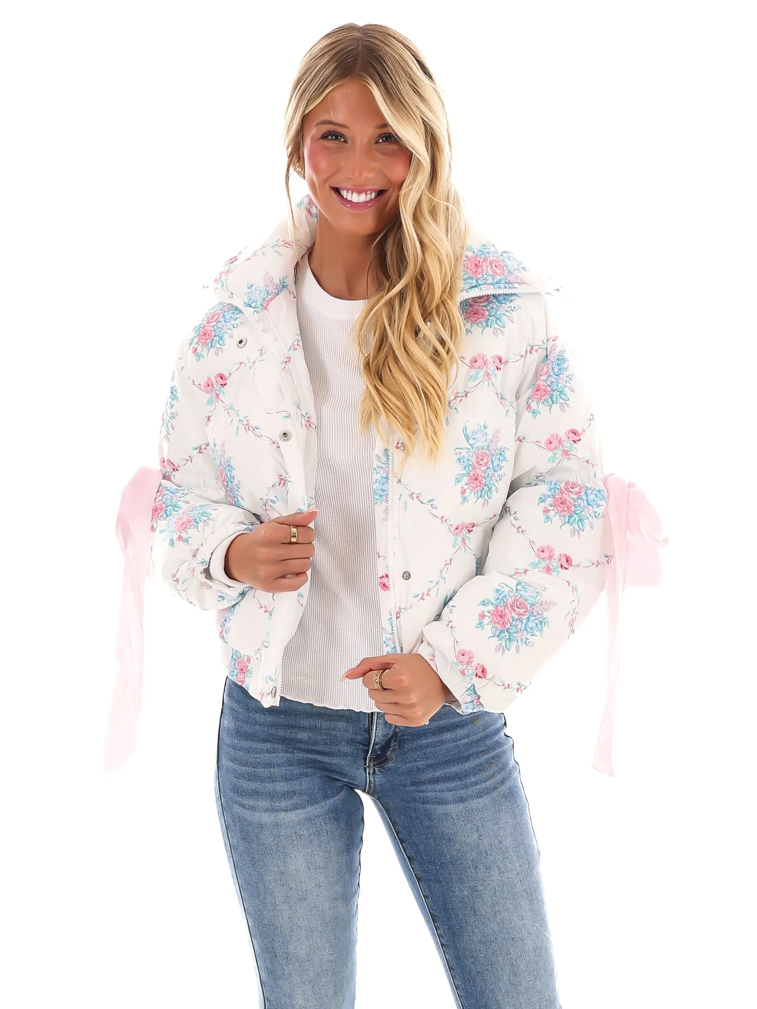 Floral Fusion Puffer Jacket