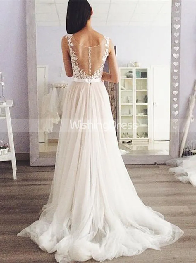 Gorgeous Wedding Dresses,Long Tulle Boho Wedding Dress,WD00425