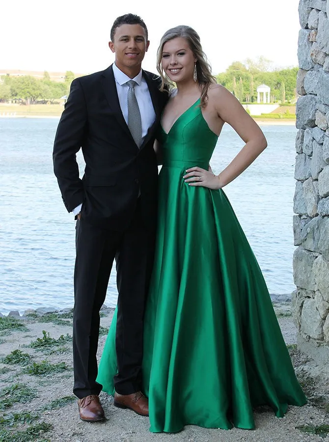 Green Prom Dresses,Simple Prom Dress,Long Prom Dress,Satin Prom Dress,PD00291