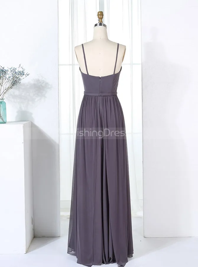 Grey Bridesmaid Dresses,Chiffon Bridesmaid Dress,Bridesmaid Dress with Straps,BD00301