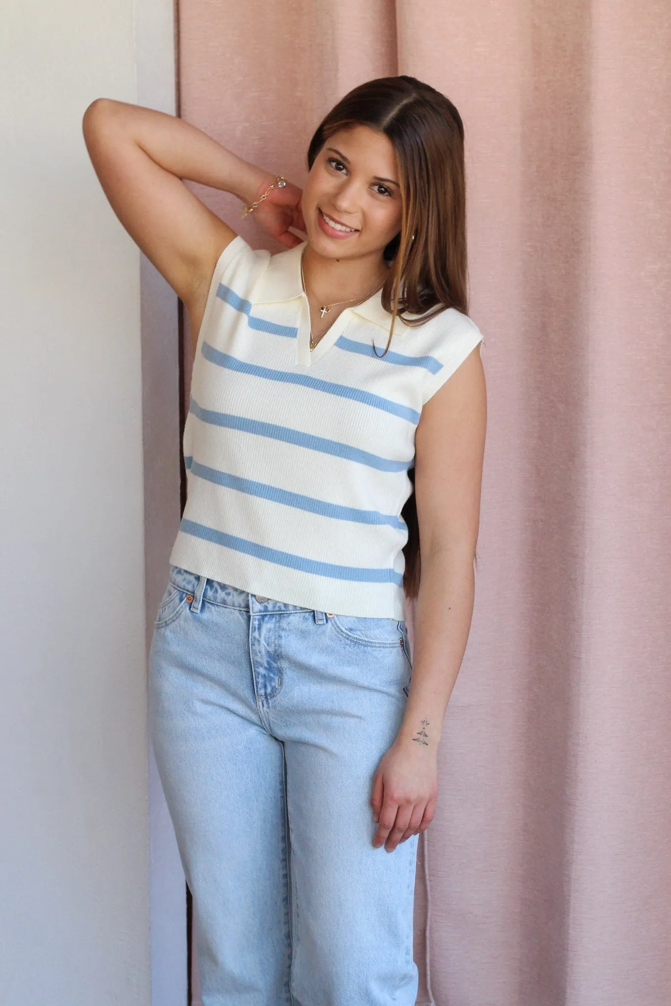 Mae Striped Polo Knit Vest- 2 Colors!