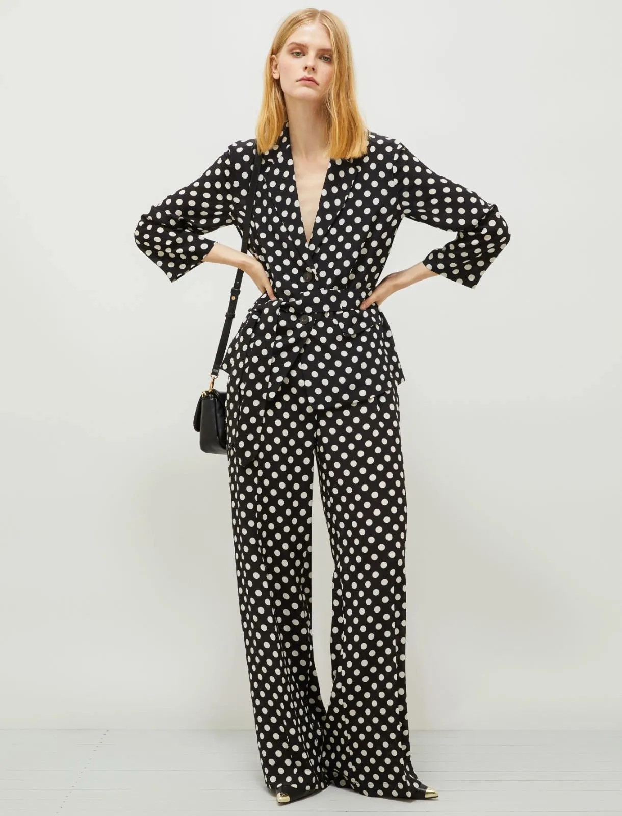MARELLA Black Silk Polka Dot Trousers
