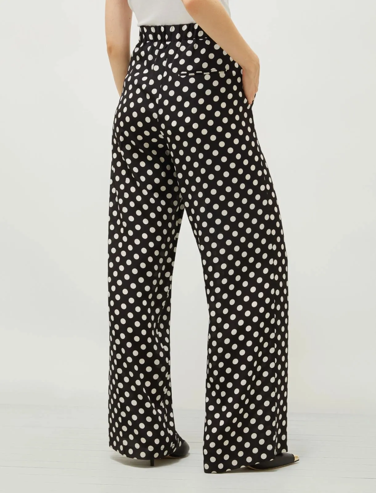 MARELLA Black Silk Polka Dot Trousers