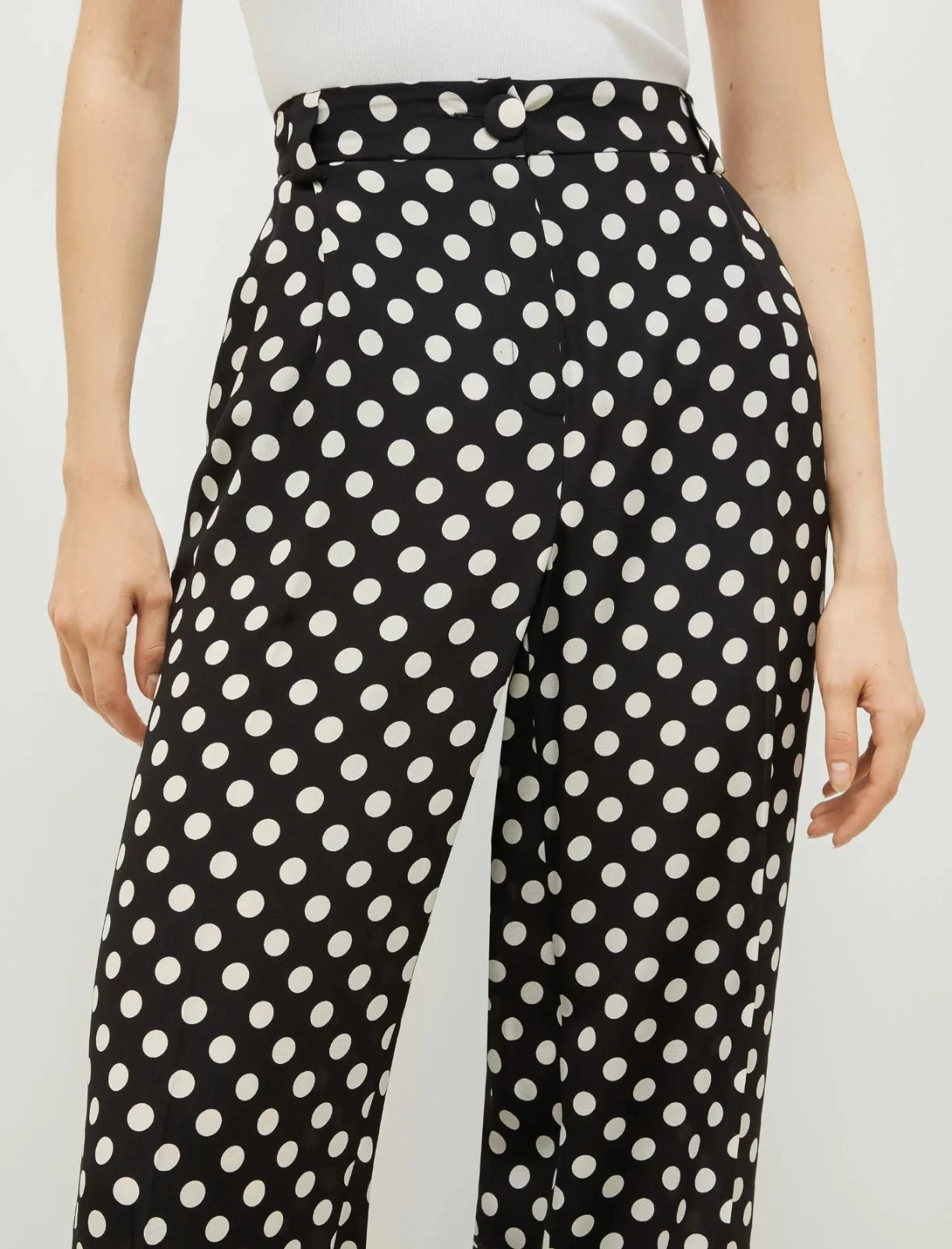 MARELLA Black Silk Polka Dot Trousers