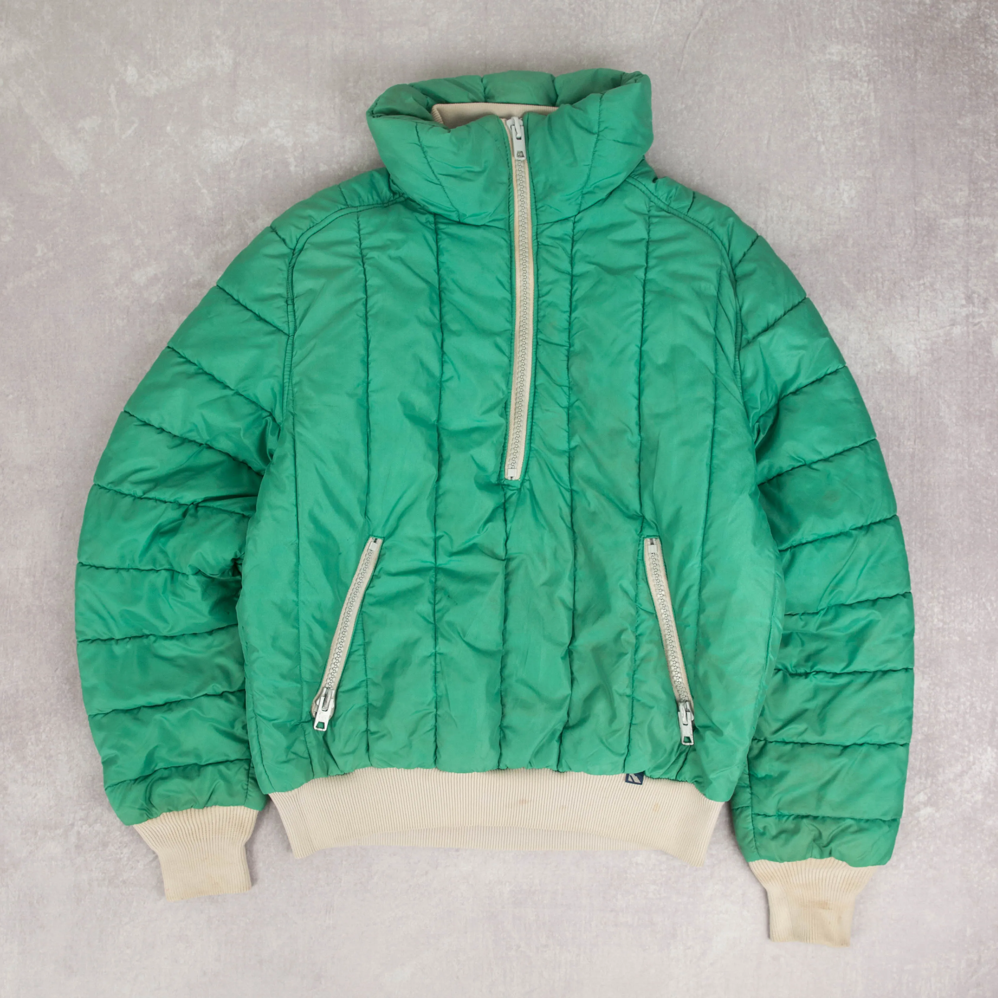 MEN'S VINTAGE 1980S PUFFER SKI HALF ZIP JACKET - SMALL