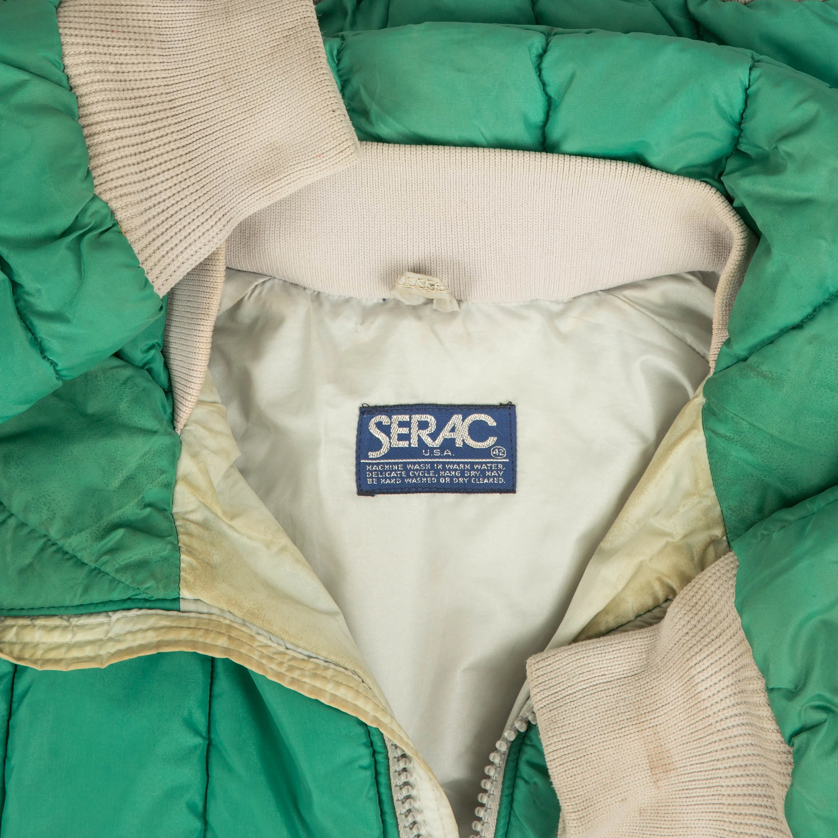 MEN'S VINTAGE 1980S PUFFER SKI HALF ZIP JACKET - SMALL