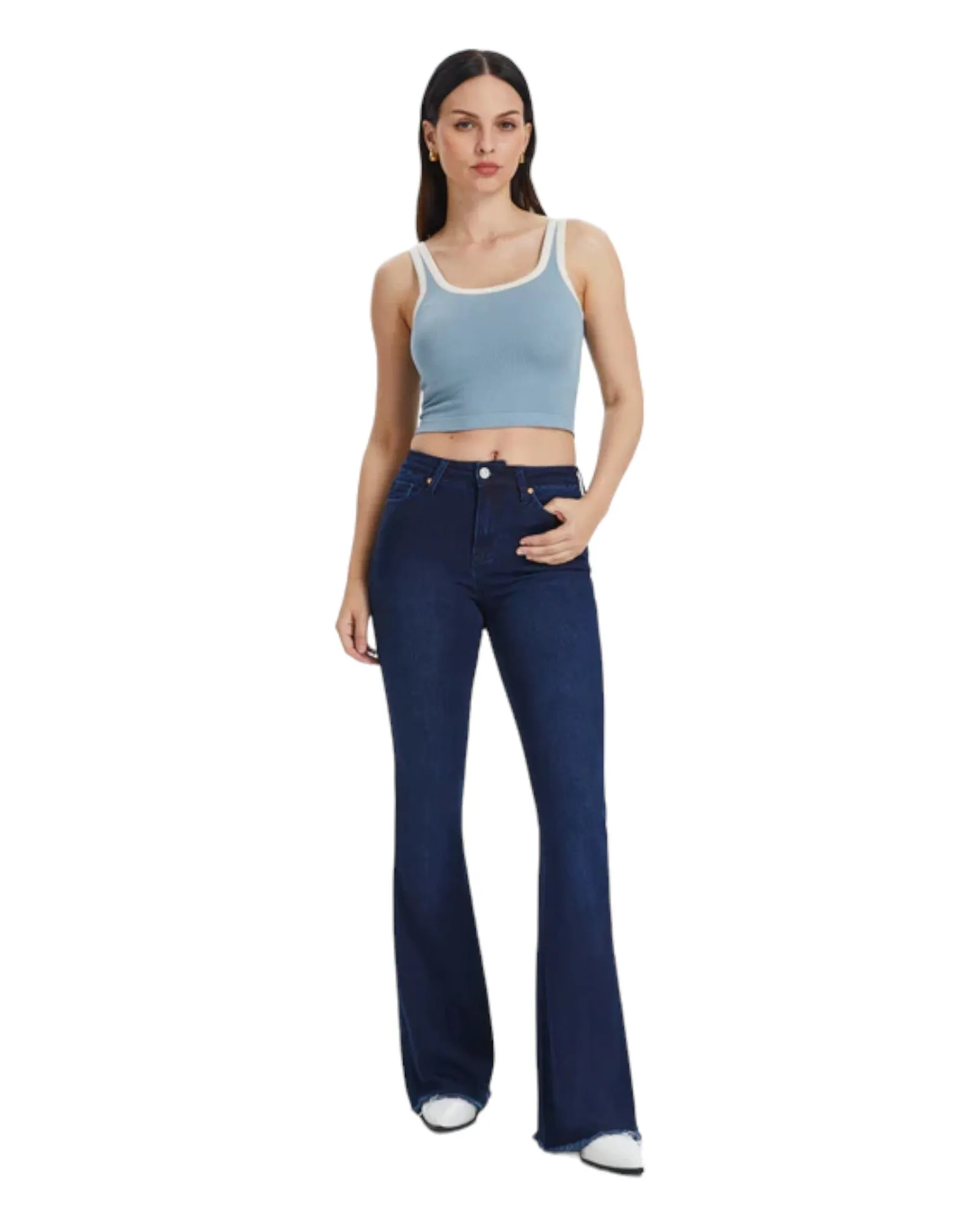 Mid Rise Flare Jean (Dark Blue)