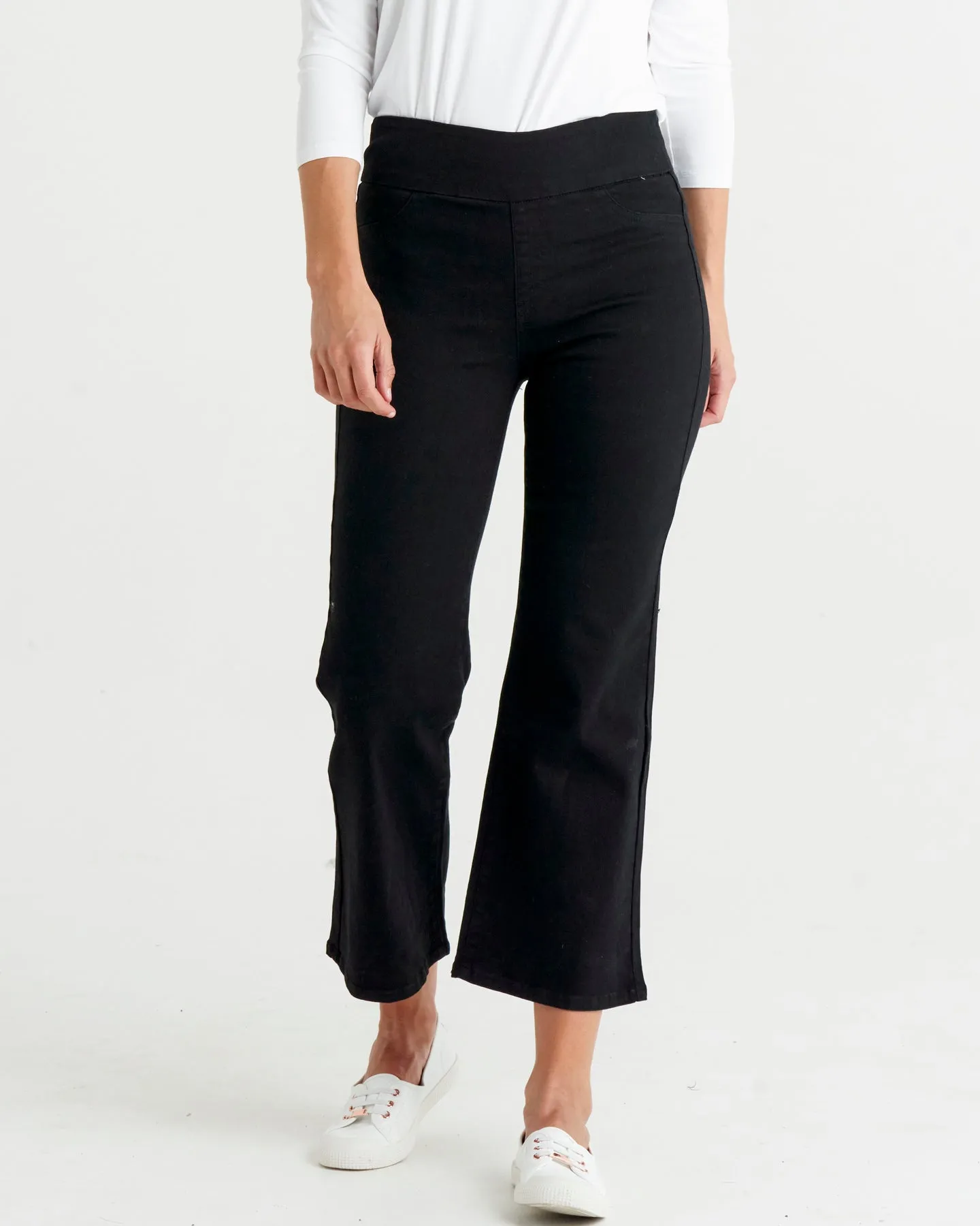 Nicola High Waist Stretchy Cropped Bootleg Jean - Black