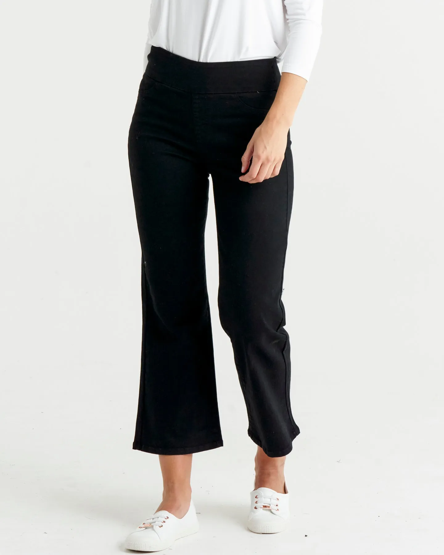 Nicola High Waist Stretchy Cropped Bootleg Jean - Black