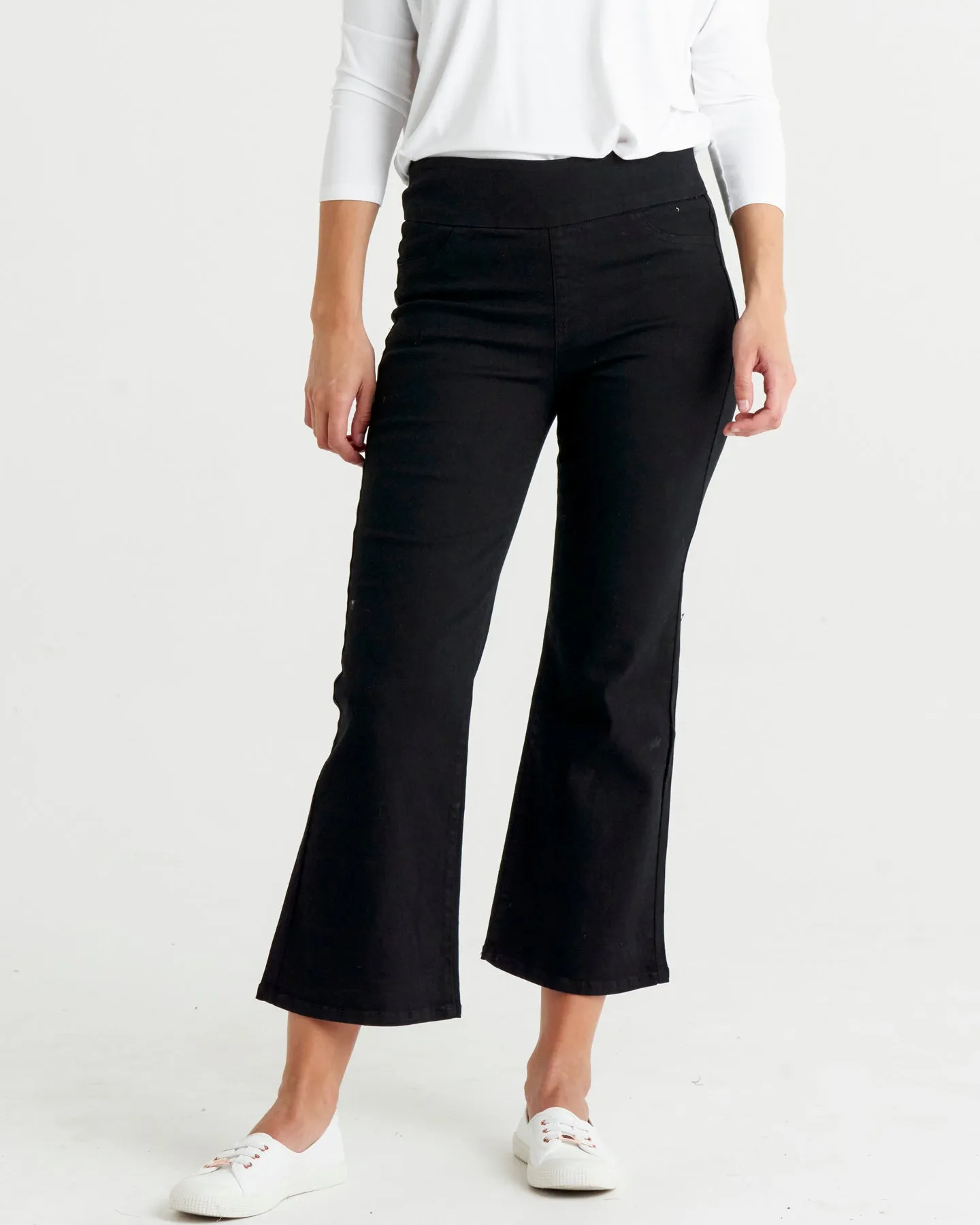 Nicola High Waist Stretchy Cropped Bootleg Jean - Black